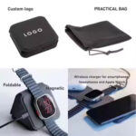 Trending electronic gadgets RPET Leather eco friendly 3 in 1 Foldable Smart Watch Earphone Phone Wireless Charger